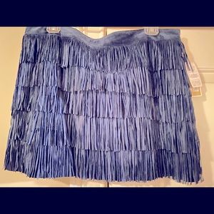Suede Fringe Mini Skirt